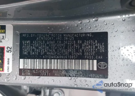 2025 Toyota Camry Se из США, поврежденный, VIN 4T1DAACK8SU619857